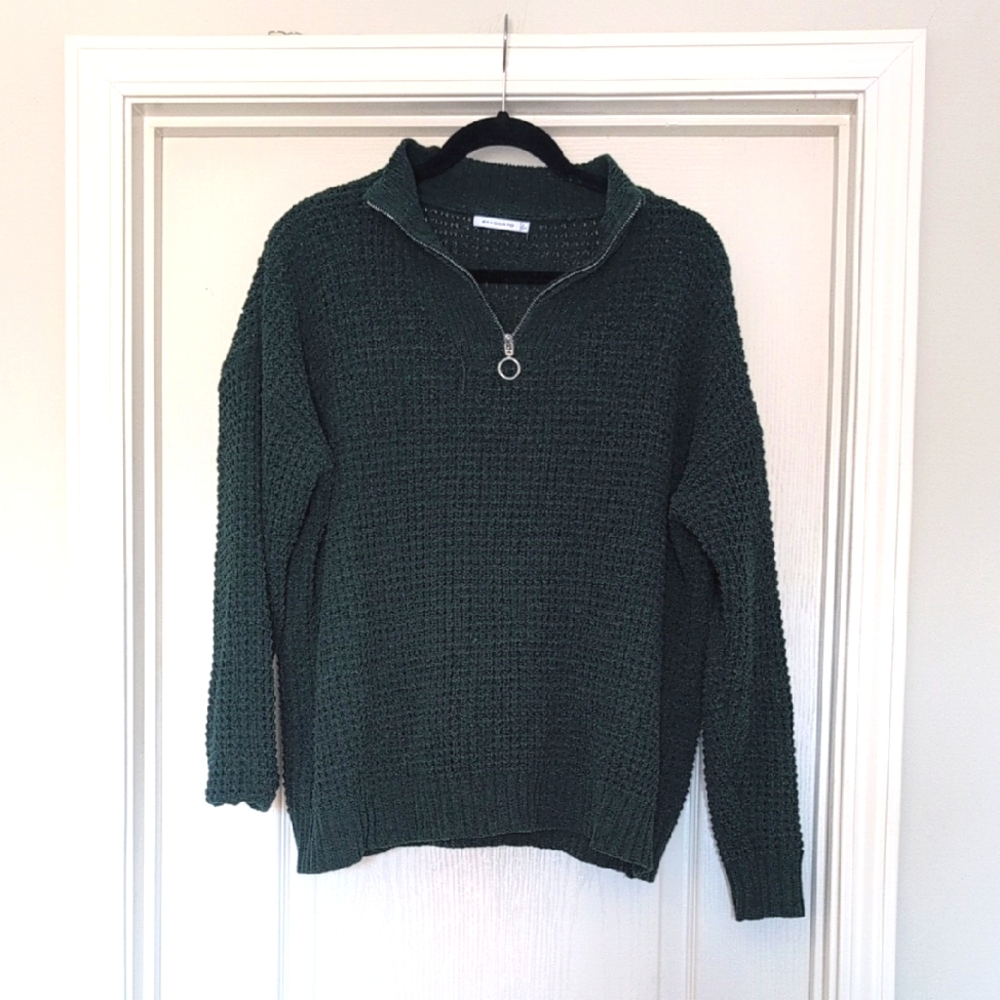 Dark Green Half-Zip Sweater- Boutique